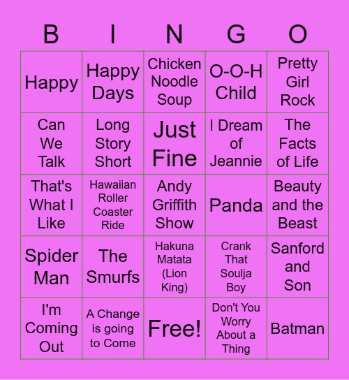 IVY GIRLS MUSICAL Bingo Card