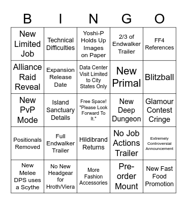 Fanfest 2021 Bingo Card