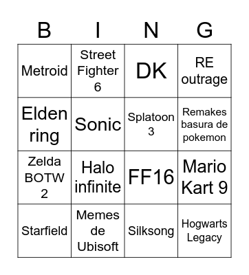 E3 2021 Bingo Card