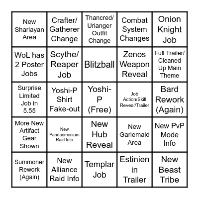 Endwalker Keynote Bingo Card