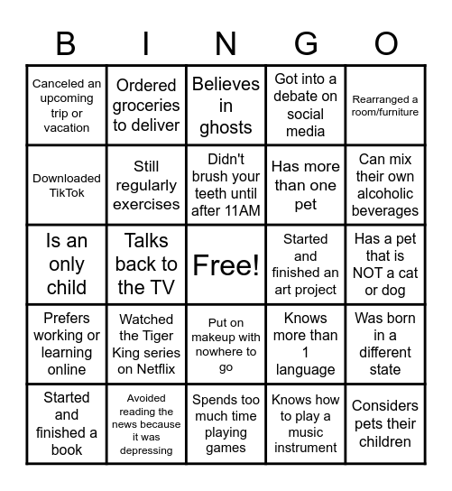 Find Someone Who... Bingo Card