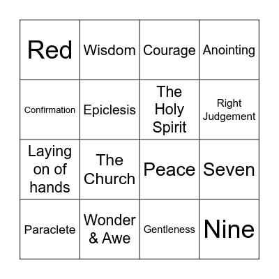 Holy Spirit Bingo Card