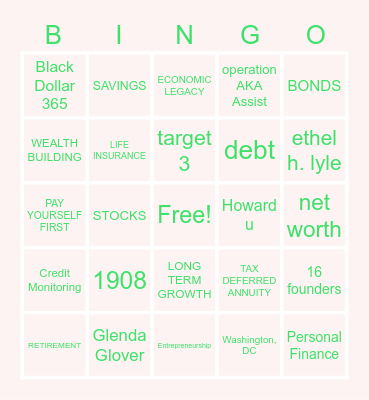 TARGET 3-RGO Bingo Card