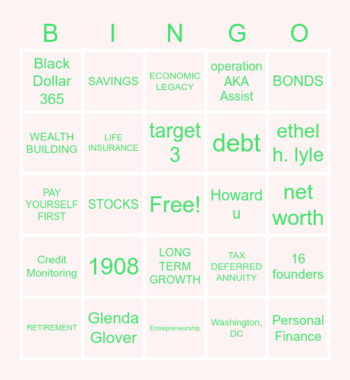 TARGET 3-RGO Bingo Card