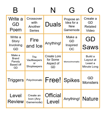 GDA Bingo Card