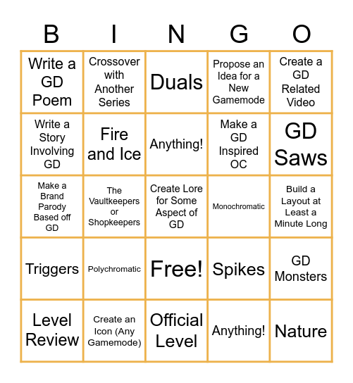 GDA Bingo Card