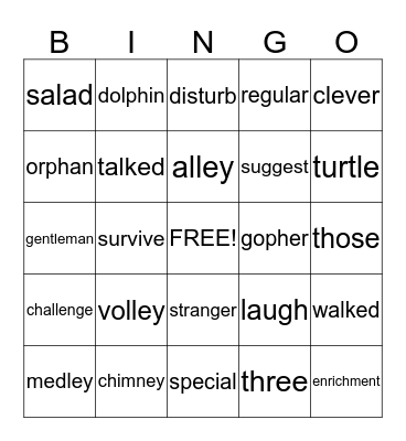 Enrichment #19 Bingo Card