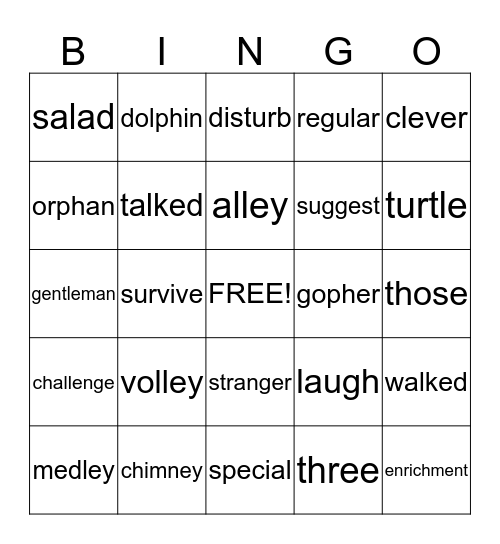 Enrichment #19 Bingo Card