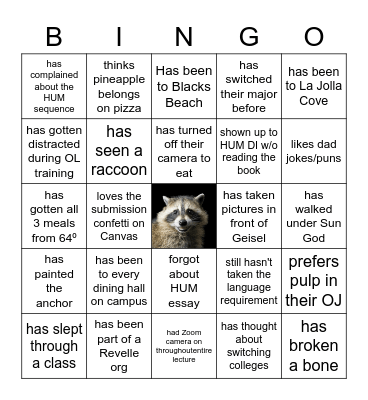 Get to Know Your OL Team Bingo Card
