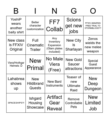 FFXIV Fanfest (5/14/21) Bingo Card