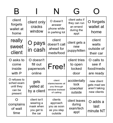 RECEPTIONIST COVID BINGO Card