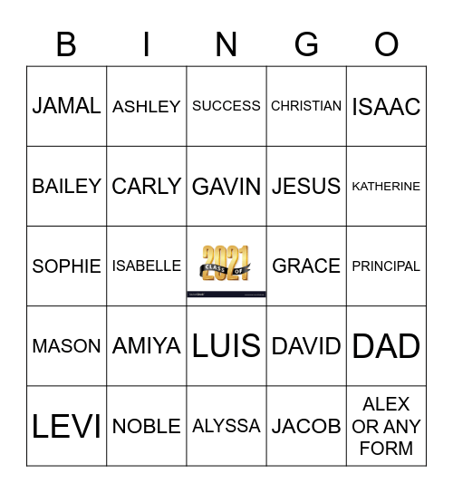 GRADUATION 2021 Bingo Card