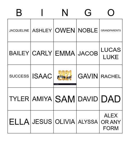 GRADUATION 2021 Bingo Card