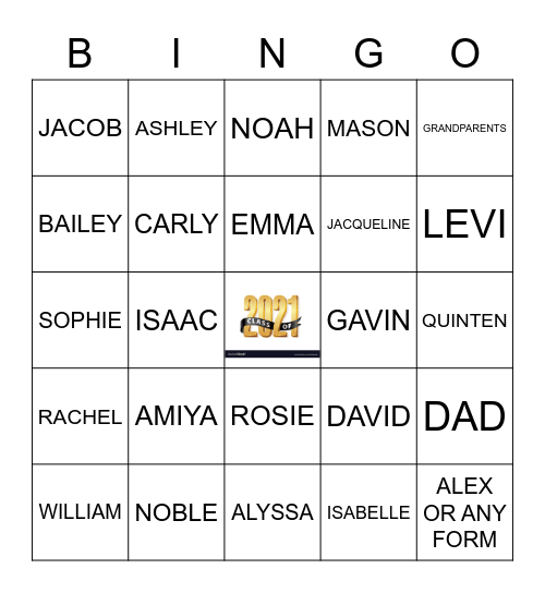 GRADUATION 2021 Bingo Card