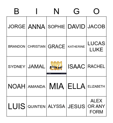 GRADUATION 2021 Bingo Card