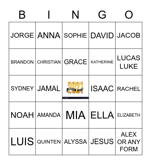 GRADUATION 2021 Bingo Card