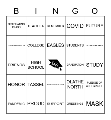 GRADUATION 2021 Bingo Card