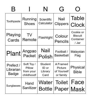 Scavenger Hunt!!! Bingo Card