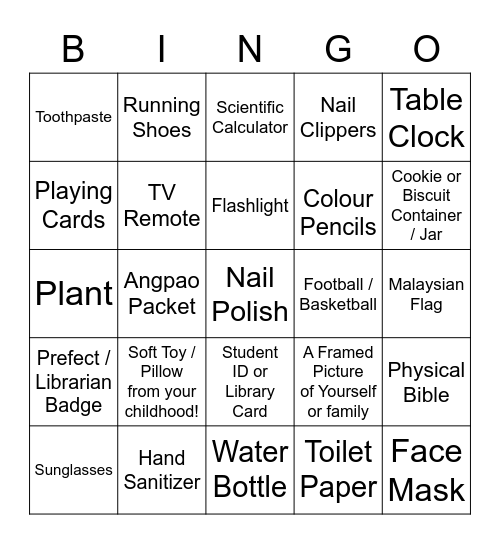 Scavenger Hunt!!! Bingo Card