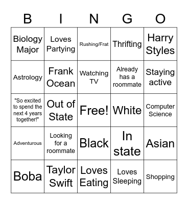 Class of 2025 Admits Bingo Card
