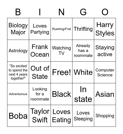 Class of 2025 Admits Bingo Card