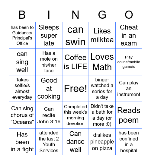 SJCF Youth Bingo Card