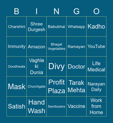 Lockdown Bingo Card