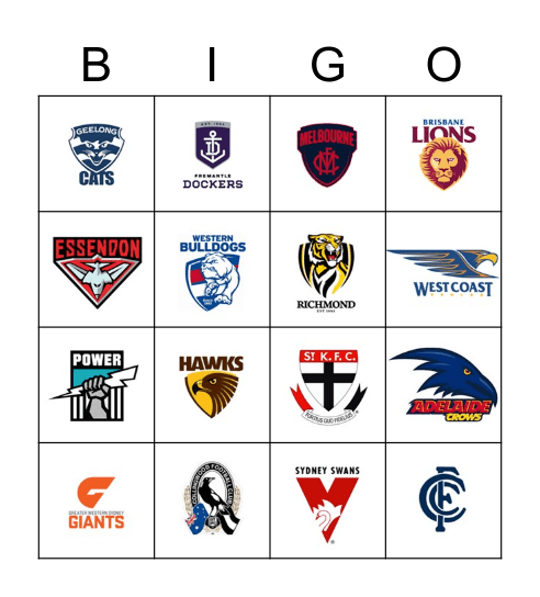 AFL BINGO Card