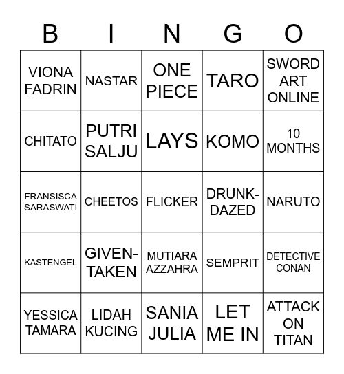 MV99SUBIN Bingo Card