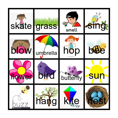 Nouns and Verbs Bingo Card