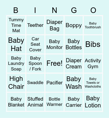 Baby Rayhel Bingo Card