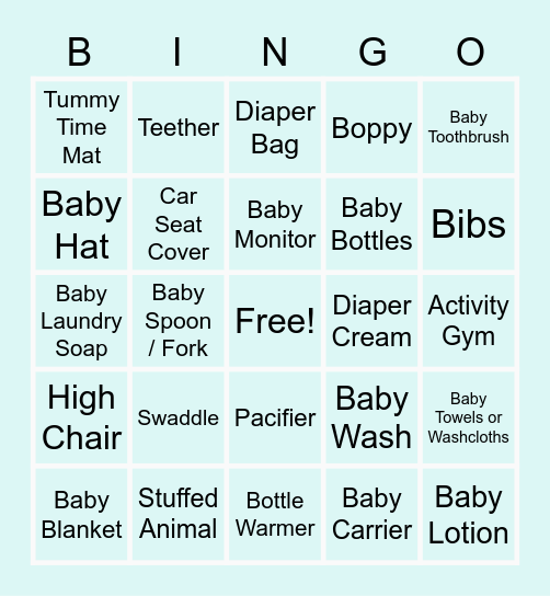Baby Rayhel Bingo Card