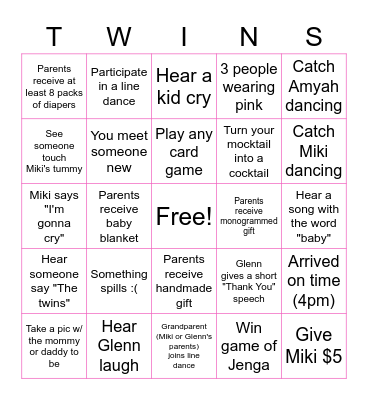 Baby Shower Bingo! Bingo Card