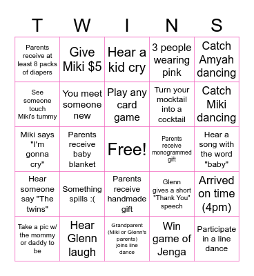 Baby Shower Bingo! Bingo Card