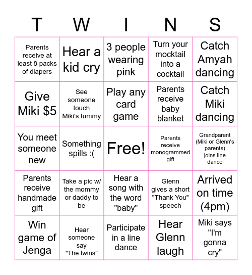 Baby Shower Bingo! Bingo Card