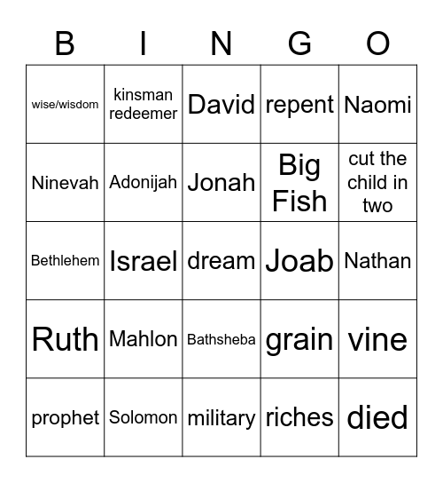 Lesson #3 Bingo Card