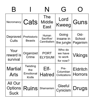 Hunter Bingo! Bingo Card
