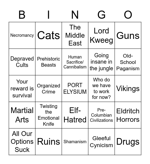 Hunter Bingo! Bingo Card