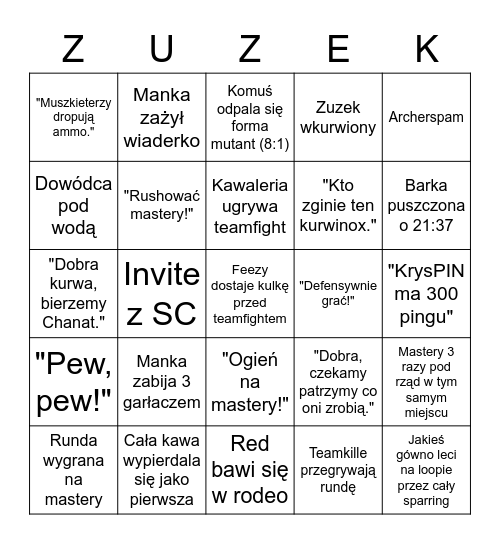 Bingo Cieszyńskiego Sparringu Bingo Card