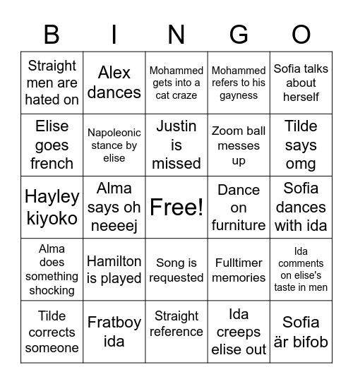 Elise's idea Bingo Card