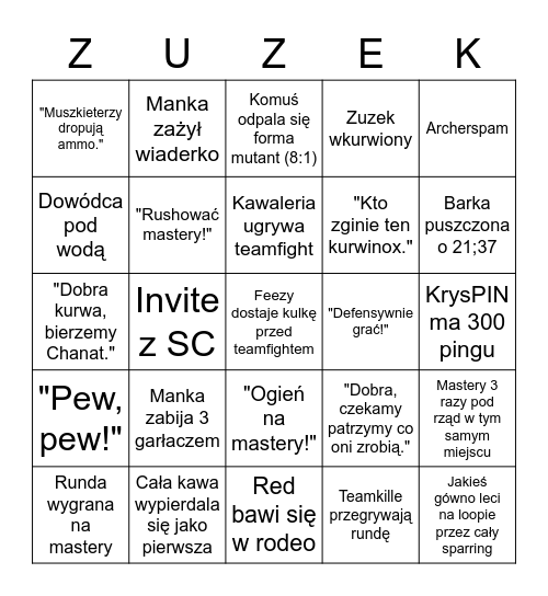 Bingo Cieszyńskiego Sparringu Bingo Card