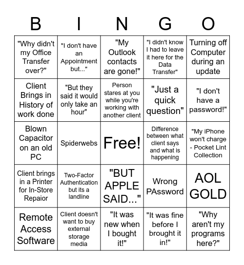 Precinct Bingo Card