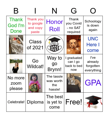 Graduation Bingo Card