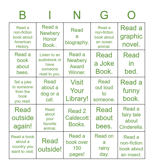 Magnolia Springs Summer Reading Bingo Card