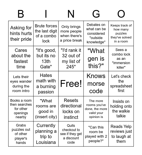 Untitled Bingo Card