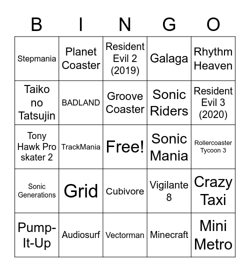 Zen's cool fun games Bingo Card