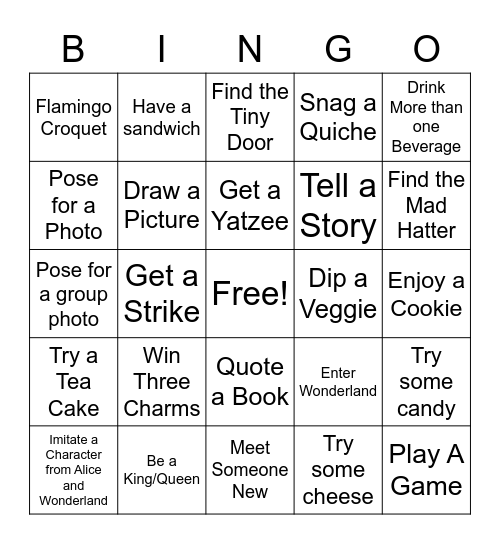 Wonderland Bingo Card