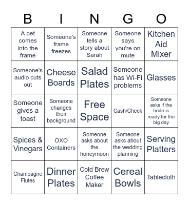 Bridal Bingo Card