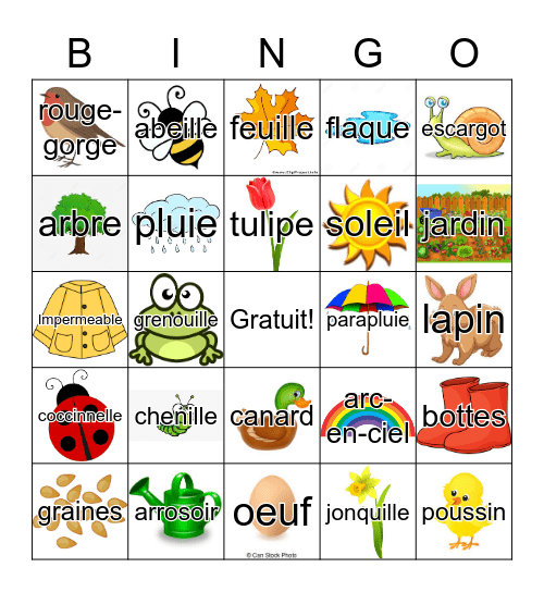 Printemps Bingo Card