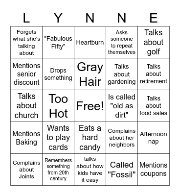 Old Lady Bingo Card